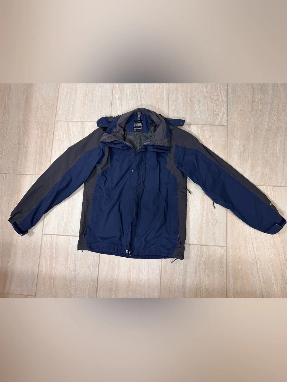 Vintage Mens S North Face HyVent Light Shell Jacket Coat No Lining Blue Gray